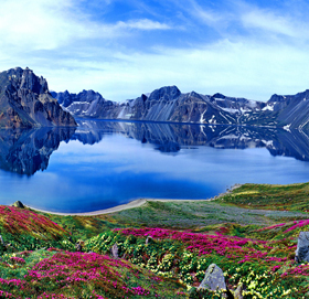 雪山湖泊冰山冰川风景画山水画现代装饰画客厅走廊海报挂画J4361C
