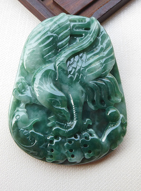 缅甸天然翡翠玉A货玉佛观音如意老坑精雕大展宏图翡翠吊坠 A021