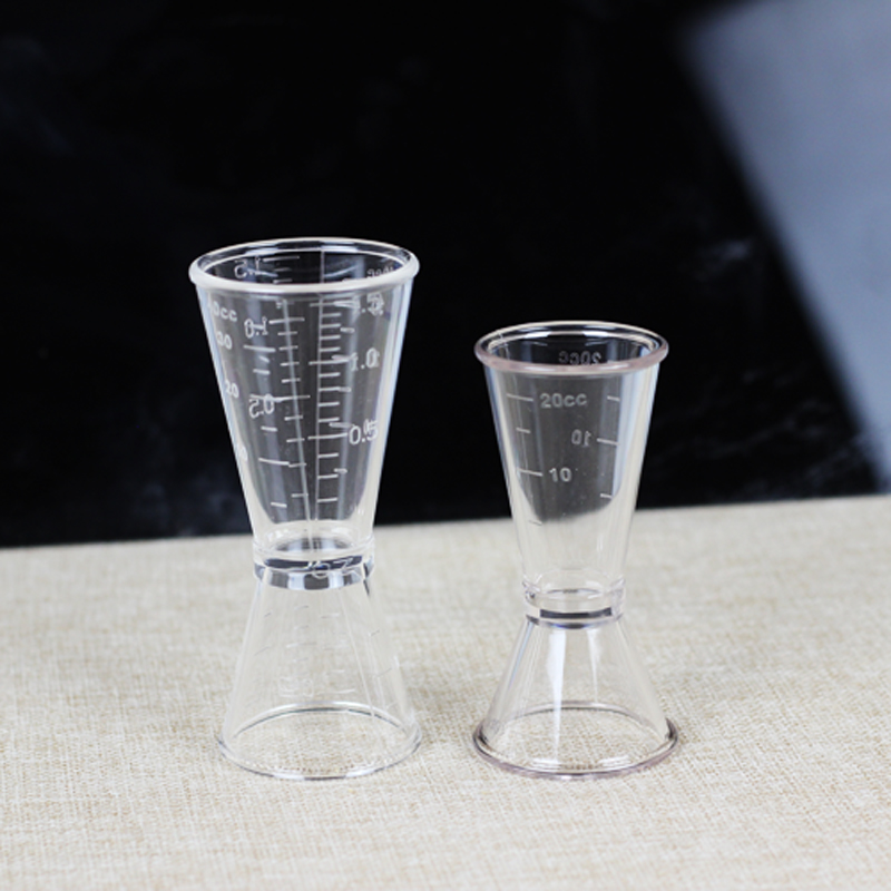 PC透明盎司杯白酒量酒計打酒勺安士杯雙頭量酒器 10-20-40c帶刻度