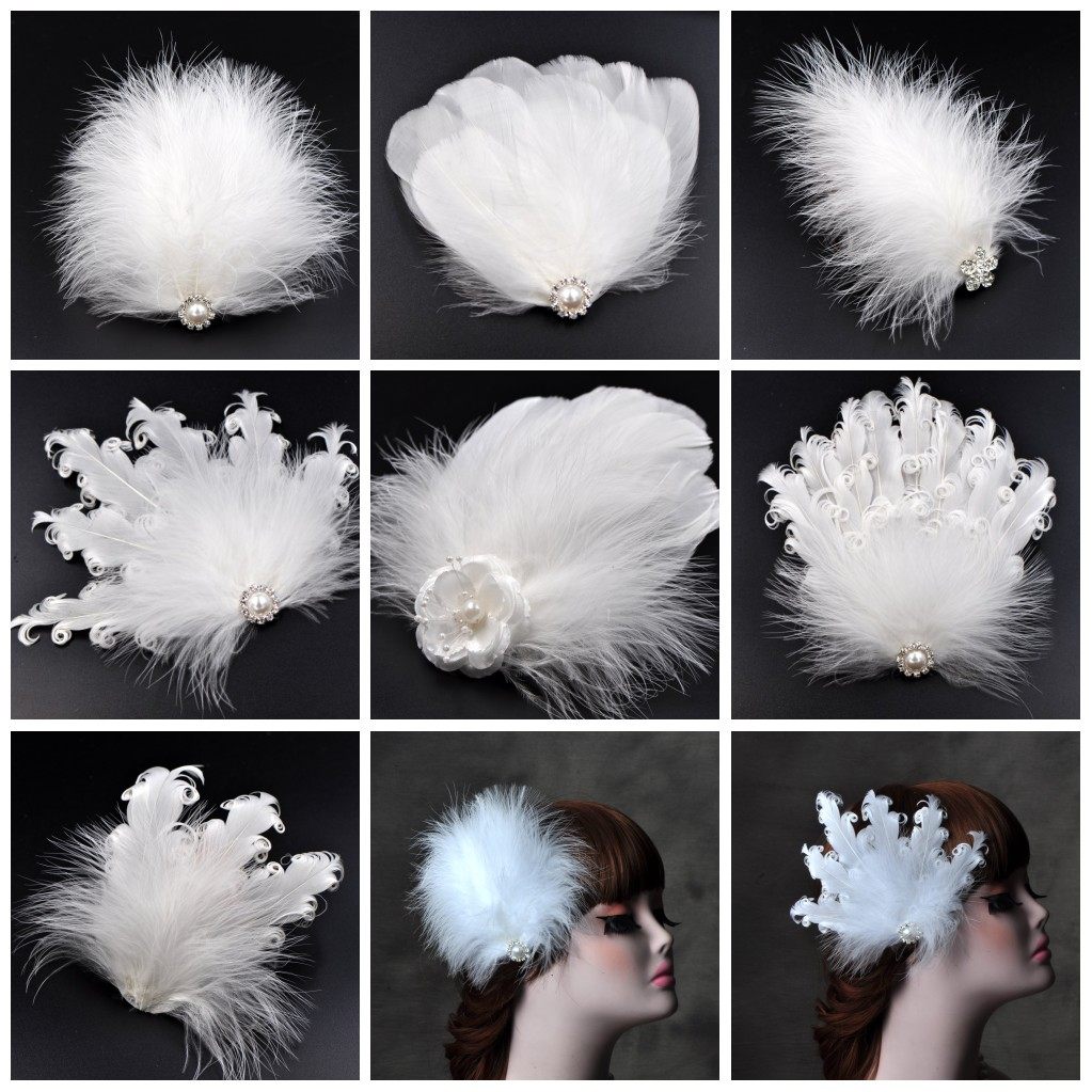 2件包邮新娘演出表演羽毛发夹新娘头饰古装女主播儿童羽毛饰品