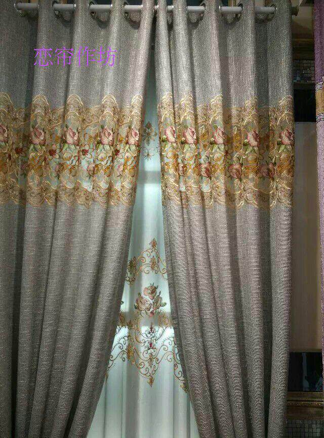 新款棉麻加厚带刺绣花纹成品窗帘面料田园现代欧美风格百搭布艺