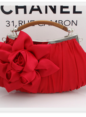 大红色新娘结婚礼金包 花朵晚宴包手提手拎包 淑女包 大容量手包