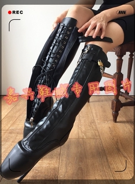 黑色哑光仿皮材料芭皮带带锁芭蕾舞蹈高筒女靴长靴靴子 BLZ1601b