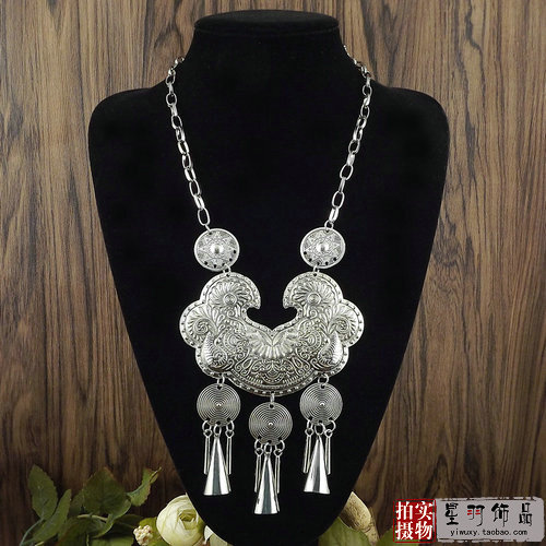 苗族苗银演出项链云南民族风复古项链毛衣链饰品 a1176