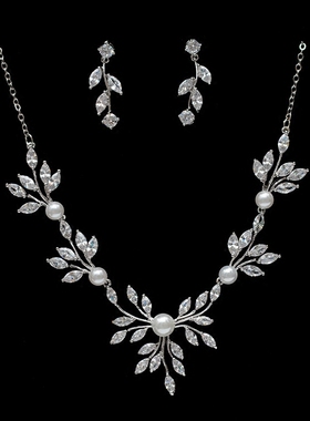 新娘锆石白金项链婚纱摄影套装