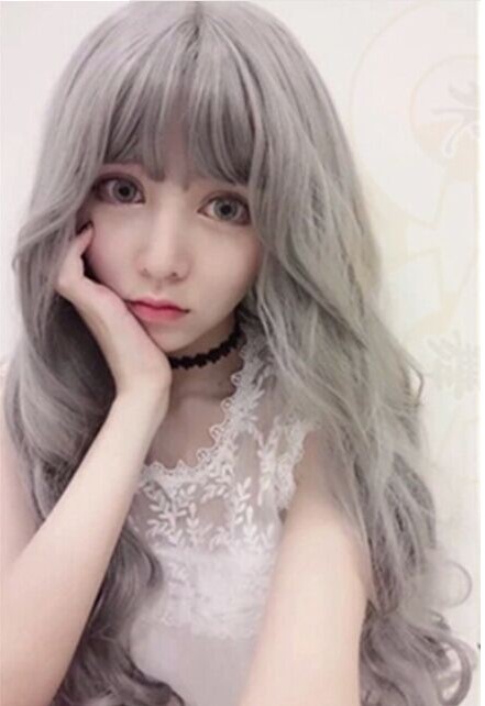 原宿假发女奶奶灰色香芋紫色浅粉色长卷发长发cosplay假头发日常