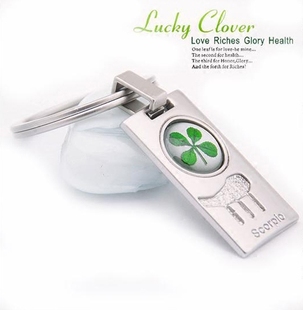 韩版 luckyclover新款 四叶草长方形亚光星座钥匙扣情人节生日礼物