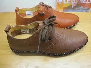 专柜正品欢乐袋鼠男鞋软牛皮