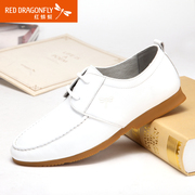 Red Dragonfly leather men's shoes, spring 2015 new genuine leisure laced breathable wear comfortable men's shoes