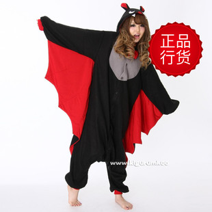 日本SAZAC 受权 爱情公寓 卡通万圣节蝙蝠 连体睡衣 情侣家居服