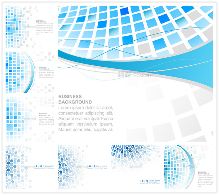 A2749矢量抽象蓝色渐变马赛克色块纹理背景图 AI设计素材