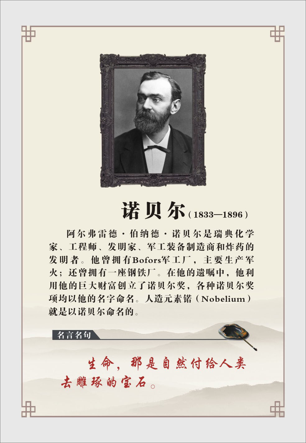 748海报印制展板写真喷绘317名言名句名人简介展板挂画之诺贝尔