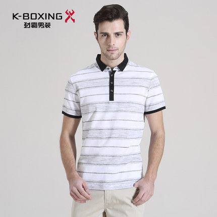 劲霸春夏T恤男短袖纯棉体恤半袖t桖条纹打底衫