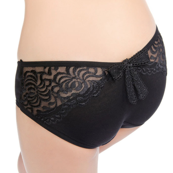 青年女式性感内裤优雅美妇低腰舒适竹纤维蕾丝透臀俏蝴蝶三角短裤