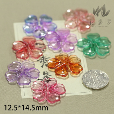 花影梦DIY发簪步摇饰品配件*国产心形樱花花瓣渐变色蓝紫玉簪花