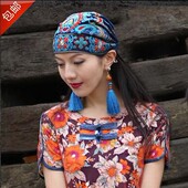 包头帽子 女士复古绣四季 休闲民族风绣花头饰头巾女新款 旅游帽时尚