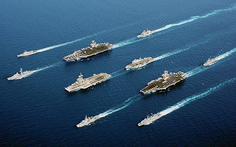 航母军舰海报辽宁号航母装饰画军事装备航空母舰战斗群挂画G708B