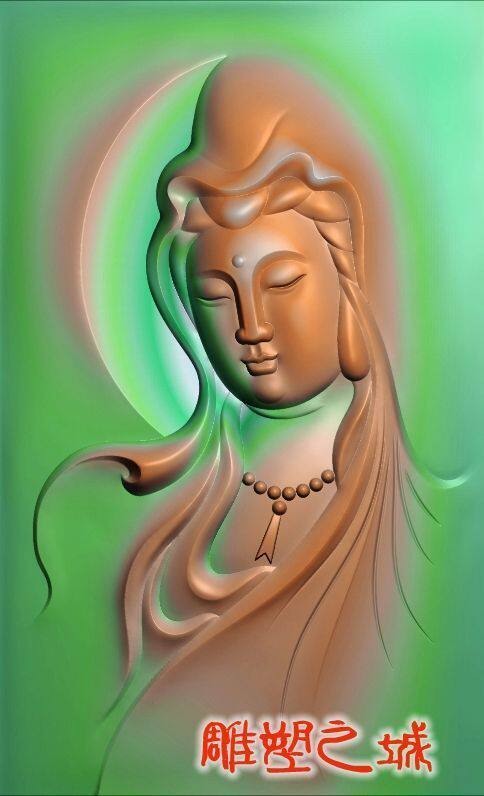 精雕图 灰度图 浮雕图 玉雕自在观音