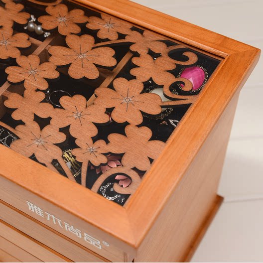 High - grade jewelry box wooden Korea Princess European - style solid wood jewelry box jewelry storage box wedding birthday gift