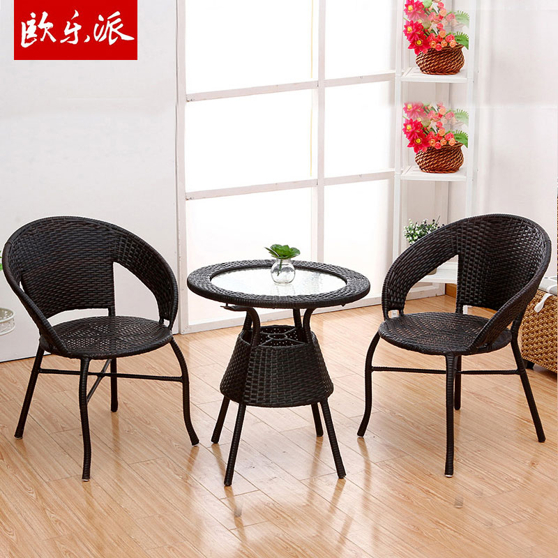Vase rattan chair three-piece coffee table and chairs combin.