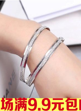 1147韩版手镯时尚双圈磨砂玫瑰金