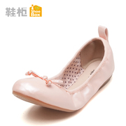 Shoebox shoe fall 2015 PU light shoes with new style fashion simple bow set foot flat bottom shoes