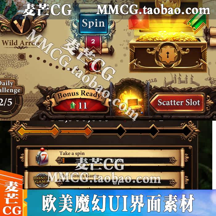 游戏UI界面图标ICON美术素材Scatter Slots欧美魔幻大气风格手游
