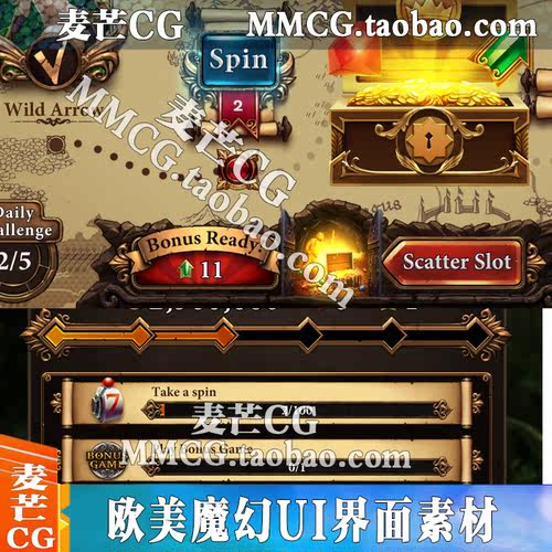 游戏UI界面图标ICON美术素材Scatter Slots欧美魔幻大气风格手游