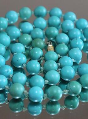 西洋古董首饰珠宝欧洲回流二手原矿高瓷高蓝瓷松石绿松石项链