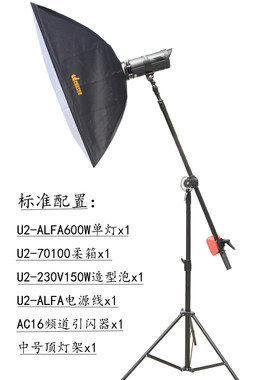 包邮超强功率U2-ALFA600W摄影灯套装 影棚灯600W灯套装