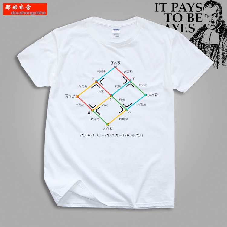 贝叶斯定理bayes theorem夏季新品男士圆领休闲短袖t恤个性定制