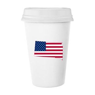 南达科他州美国星条旗陶瓷杯子创意马克杯牛奶杯水杯带盖咖啡杯