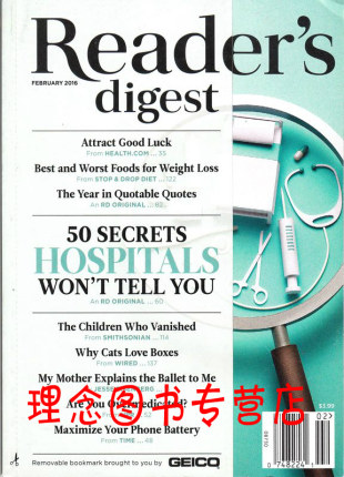 包邮 READER'S DIGEST 美国读者文摘杂志 2016年2月刊