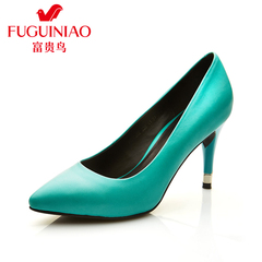 Fuguiniao shoes with genuine leather shoes autumn new tide sexy pointed shoes stiletto high heels