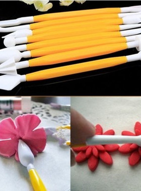 DIY烘焙工具 翻糖蛋糕工具8pcs黄色雕刻组塑形刀糖花雕花造型工具