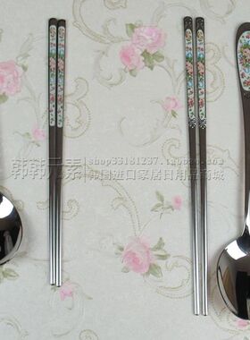 韩国进口 SMF品牌 英格兰 玫瑰 不锈钢 筷 勺 经典款 圆头勺 筷子