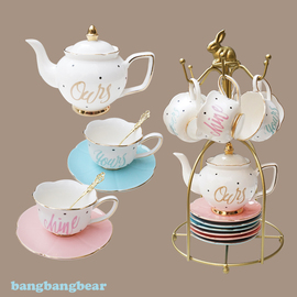 描金陶瓷咖啡杯碟套装，花茶杯下午茶茶具欧式杯碟