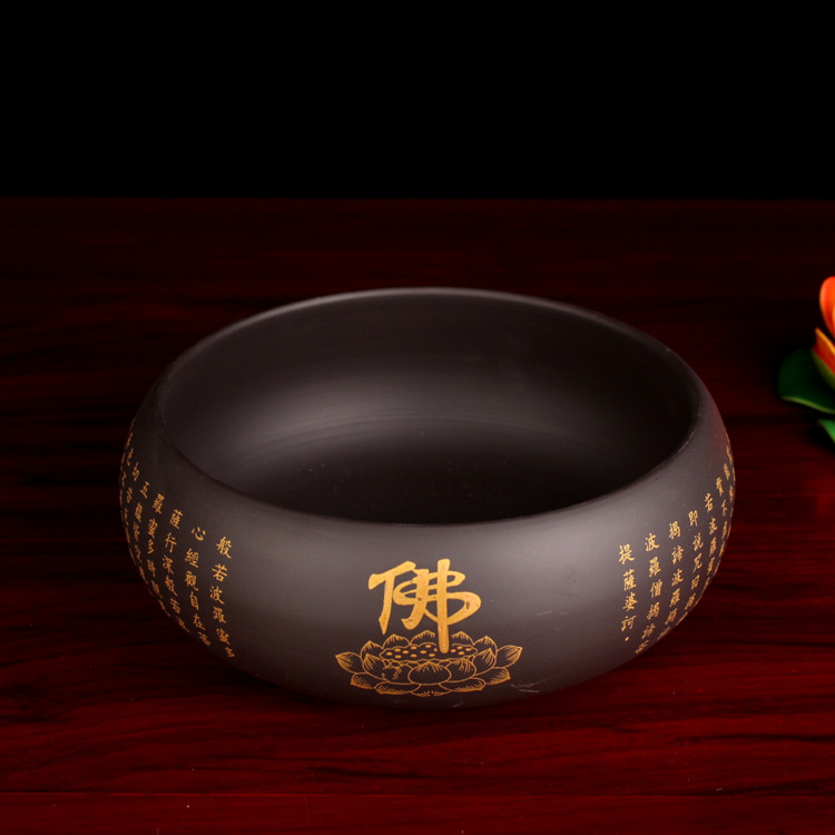 新圆通佛具饭钵紫砂钵陶瓷用品心经盂和尚出家僧人一钵千家饭碗用