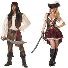 万圣节化妆舞会情侣男女海盗，服cos装扮加勒比，海盗水手船长服装