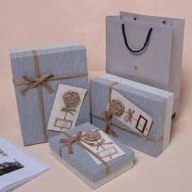 复古麻绳盒生日包装盒小清新衣服礼物盒装书相框礼盒定制