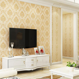欧式大马士革墙纸家装无纺布，壁纸客厅卧室，电视背景墙壁纸ab搭配