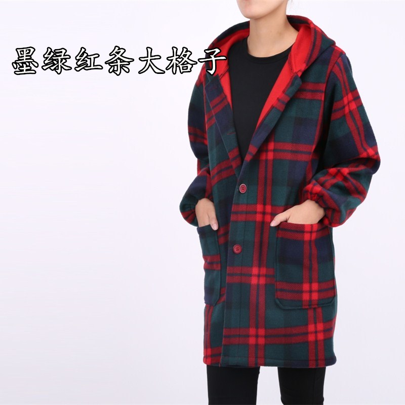 正品韩版羽绒服罩衣大人女加绒加厚长袖护衣时尚厨房围裙工作服男