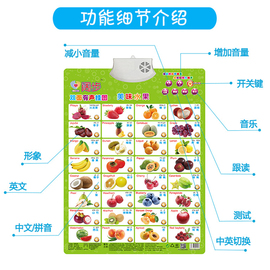 宝宝早教有声挂图全套看图识字早教，挂图认知拼音，发音双面点读挂图