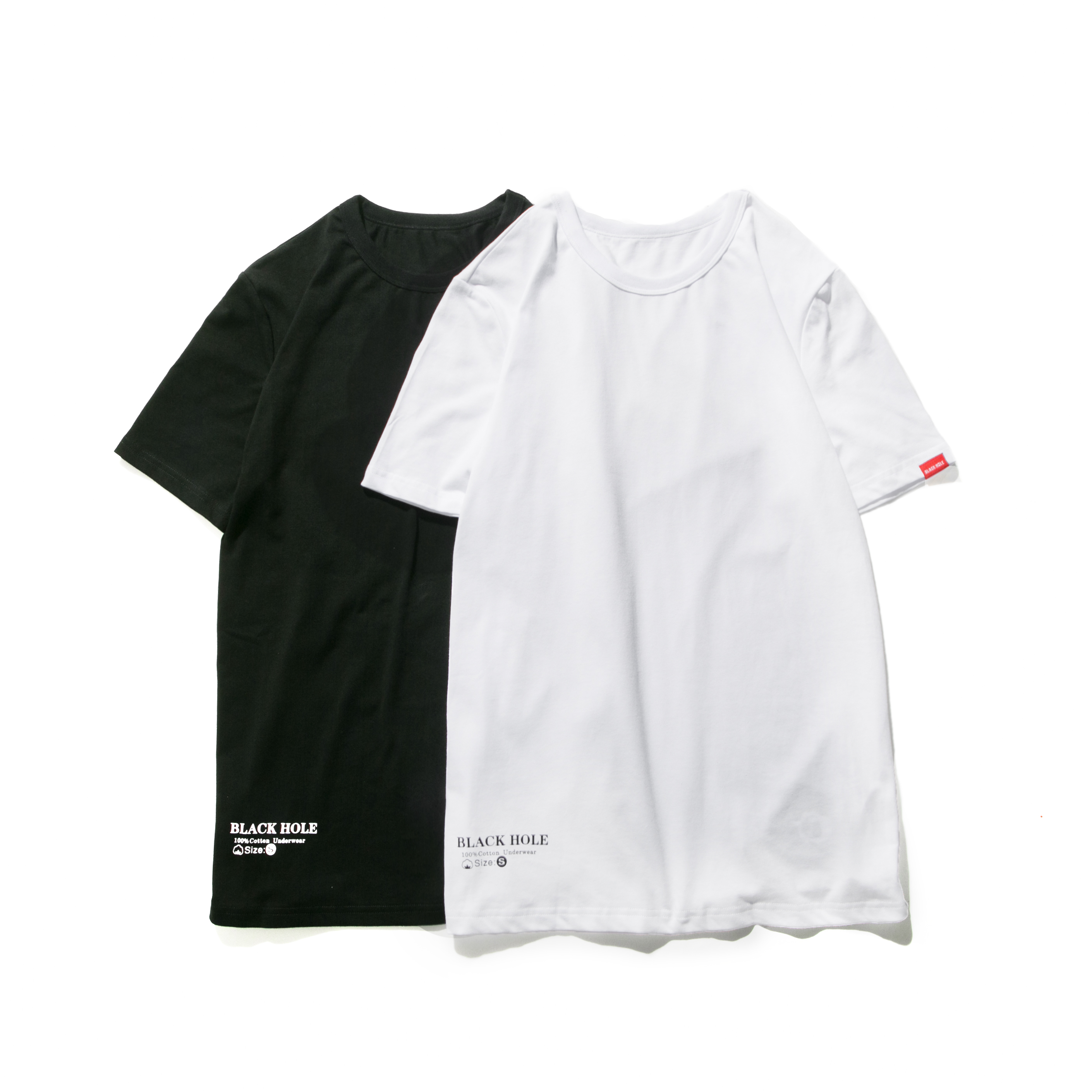 BLACK HOLE 2017S/S´¿ÃÞºÚ°×Á½É«»ù´¡´òµ×TEE ´óÂëÄÐ×° ¶ÌÐä´¿ÃÞ