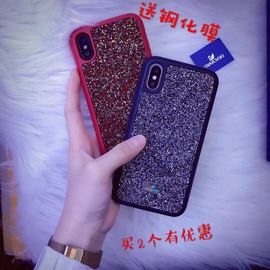 适用欧美苹果7plus手机壳施华洛ixs壳潮牌8Plus水钻半包壳iphoneX