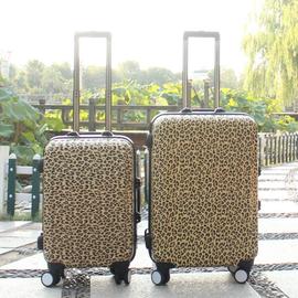 韩国豹纹万向轮拉杆旅行箱子女20/24寸铝框密码登机行李箱包学生