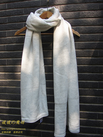 欧美文艺复古素色纯色围巾女冬季长款毛线围巾加长加厚围脖，白灰色(白灰色)