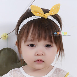 韩版儿童发饰品女童头饰宝宝，可爱兔耳朵，蕾丝发带满月百日照