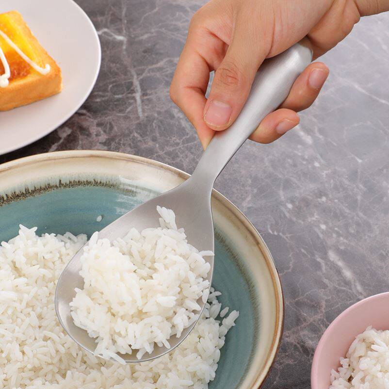 打饭不锈钢饭匙不304调羹家用铲@电饭煲大号饭勺粘饭长柄盛饭勺子