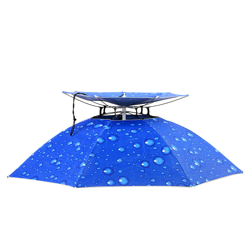 现货防雨钓鱼折i叠伞头戴式大号钓伞遮阳斗笠雨伞帽专用防晒装备